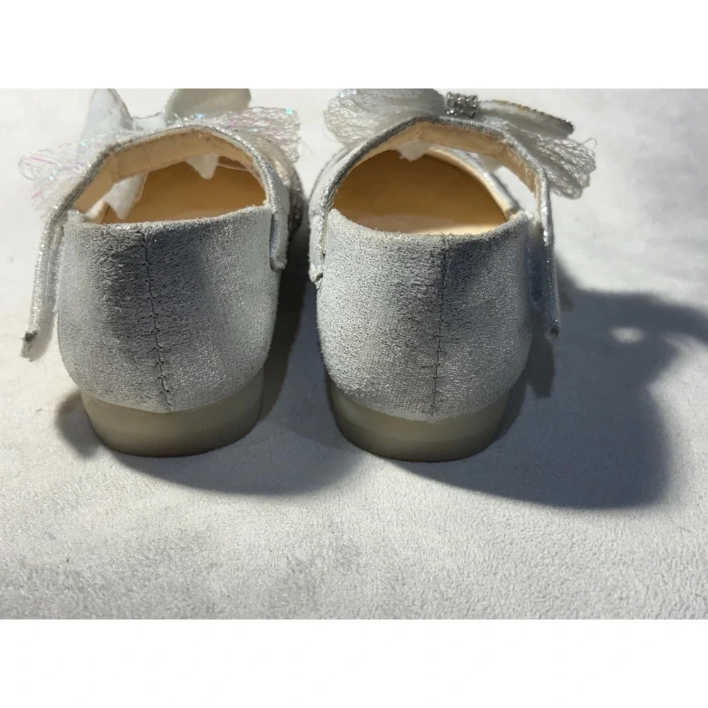 Kids Dress Shoes Girls 11 Silver Rhinestone Mary Jane
